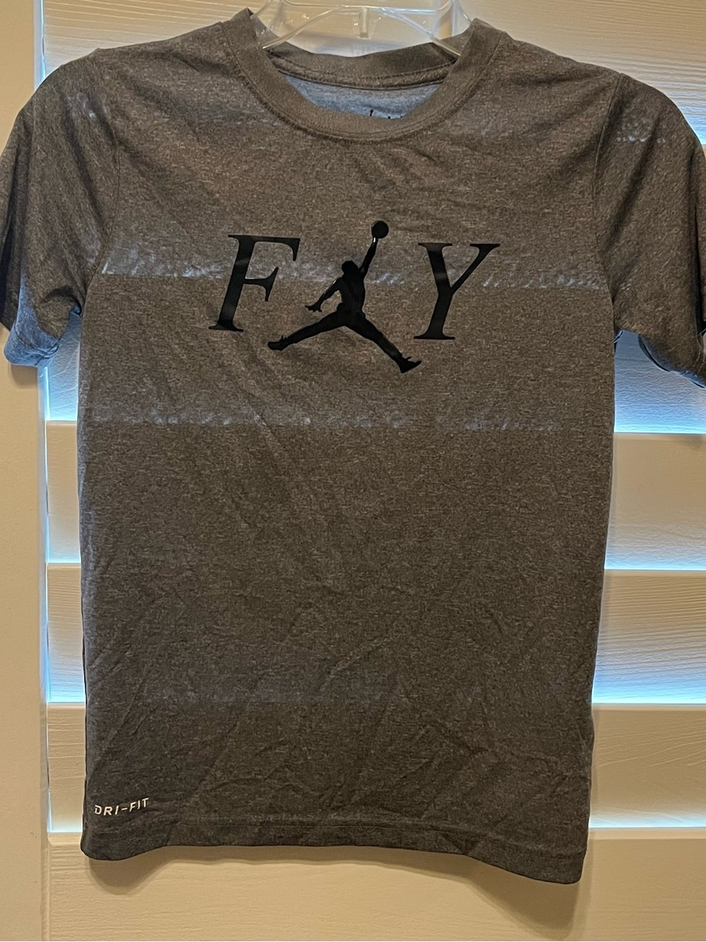 Jordan Boys Gray Short Sleeve Dri-FIT Tee with Black Jumpman Graphic